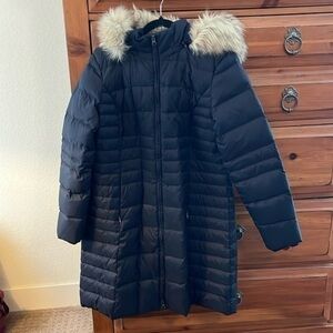 NWOT Talbots Navy Blue Women’s Winter Parka With Hood Size Large